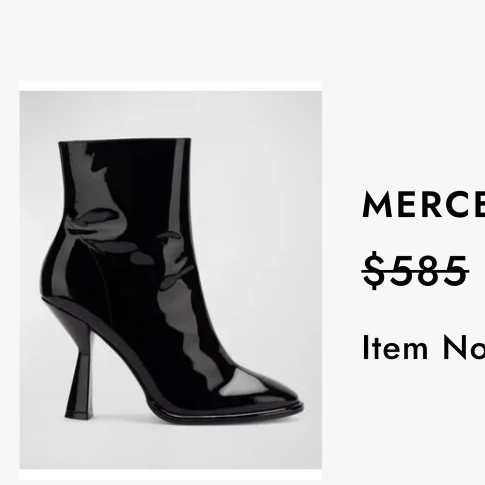 Mercedes Castillo Patent Leather Ankle Boots Black Size 38 NWOT